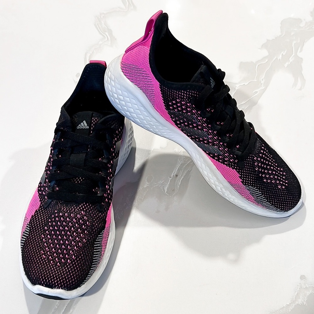 Adidas Fluidflow 2.0 Black and Pink Running Sneaker Womens Sz 7.5